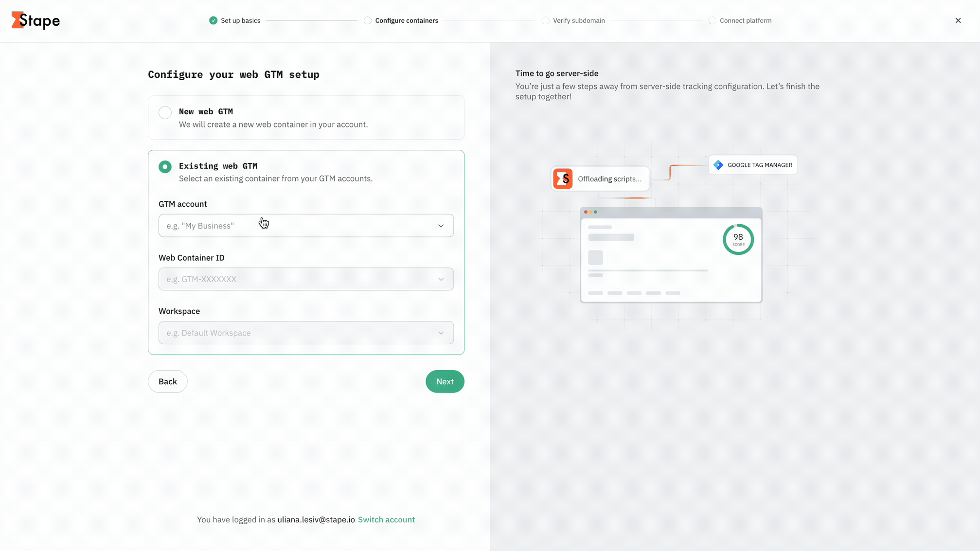 Configure your web and server GTM setup