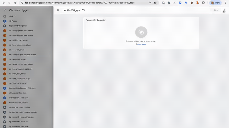 iubenda trigger configuration in GTM